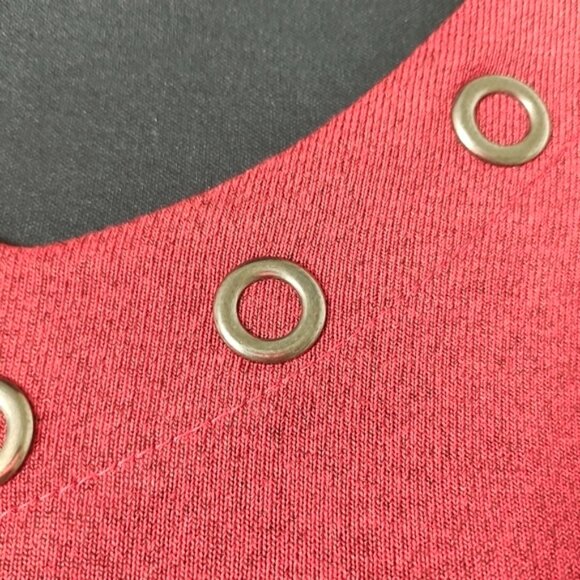 DOMANI Cotton Blend V Neck Long Sleeve Red Tunic Top Size Large NWT - Picture 5 of 7